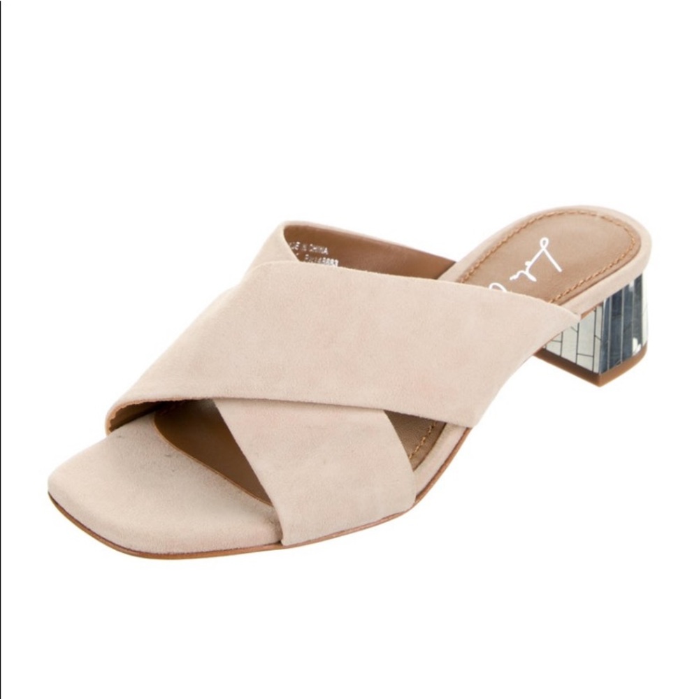 Anthropologie Brand New Lola Cruz Crossover Slides Nude 7 BNWT